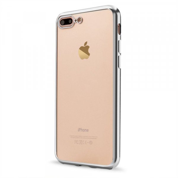 Wholesale iPhone 7 Plus Crystal Clear Electroplate Hybrid Case (Silver)
